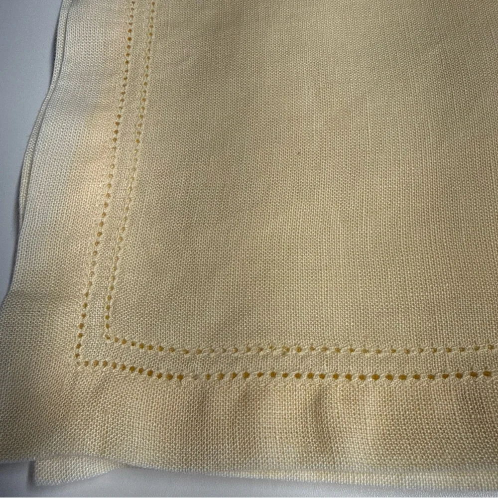 VTG (6) Williams Sonoma Linen Double Hemstitched Placemat/Napkins Yellow Hungary